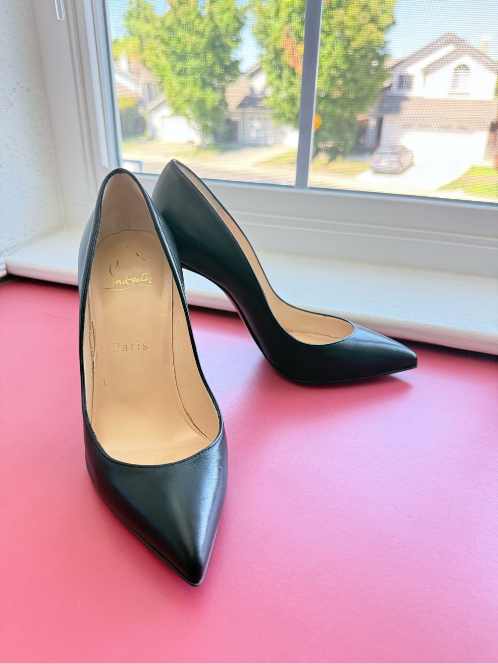 Christian Louboutin Black La Pigalle Pointed-Toe Leather Pumps